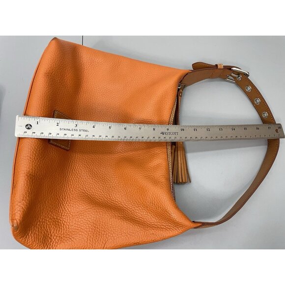 Dooney & Bourke Paige Sac Shoulder Bag Purse Zip Top Pebbled Leather Orange - Picture 14 of 14